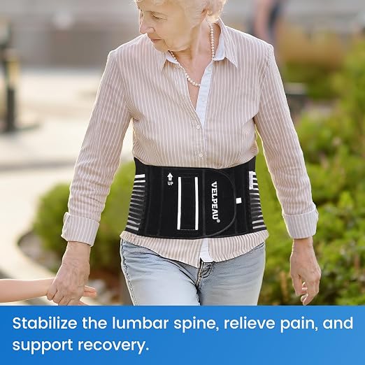 VELPEAU One-Piece Molding Lumbar Support Brace for Back Pain, Sciatica,Scoliosis, Herniated Disc - Adjustable Straps, Highly Breathable Fabric - For Men & Women - Fits 19.7-26.8″ Waist (Comfort Version, Small)