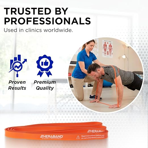 THERABAND High Resistance Band, Exercise, Physical Therapy, 15 lb, Red | Elastic resistance band for exercise, strength training, stretching and physical therapy - ideal for home workouts