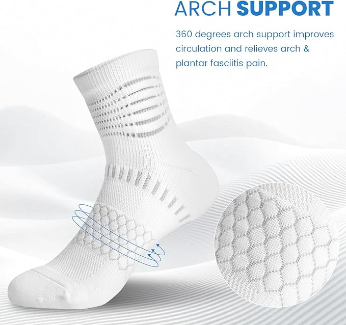 IRAMY Ankle Compression Socks for Women Men Plantar Fasciitis Relief 3/5 Pairs Cushioned Athletic Running Socks