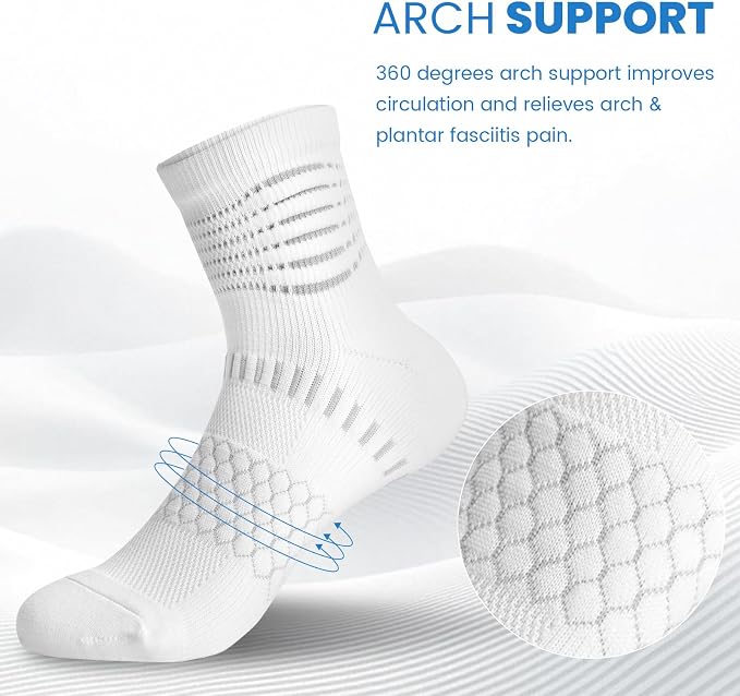 IRAMY Ankle Compression Socks for Women Men Plantar Fasciitis Relief 3/5 Pairs Cushioned Athletic Running Socks