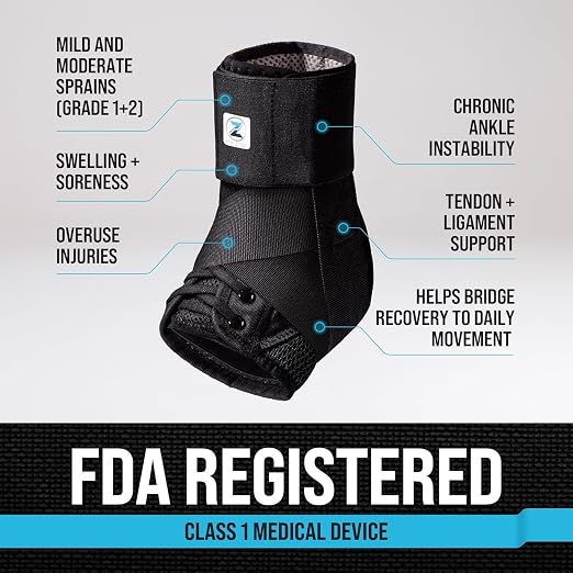 Lace Up Ankle Brace for Women & Men - Side Stabilizers for Sprained Ankle