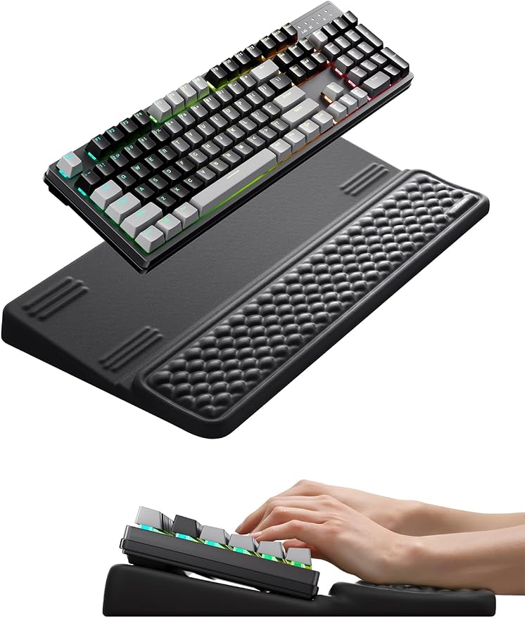 Vaydeer Extra-Large Keyboard Wrist Rest, Ergonomic Keyboard Stand with Wrist Rest, Ergonomic Keyboard Riser with Soft Memory Foam Cushion for Typing, Gaming, Home Office, Carpal Tunnel Pain Relief