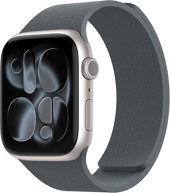 Magnetic Silicone Band Compatible with Apple Watch Band 42mm 41mm 40mm 38mm Series 11 10 9 8 7 6 5 4 3 & SE 3/2/1 Strong Magnetic Clasp, Waterproof & Adjustable (Grey)