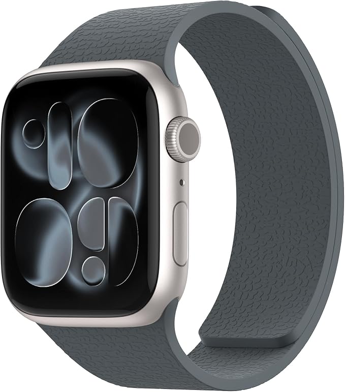 Magnetic Silicone Band Compatible with Apple Watch Band Ultra 3/2/1 & SE 3/2/1 & Series 11 10 9 8 7 6 5 4 3 49mm 46mm 45mm 44mm Strong Magnetic Clasp, Waterproof & Adjustable (Grey)