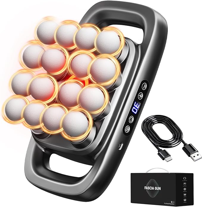 16 Head Massage Gun, 2026 Upgrade Deep Tissue Massager with 48KG Force, 3 Modes & 30 Intensities, Portable and Quiet Percussion Gun for Neck, Back, Legs, Waist, Buttocks Muscle Pain Relief