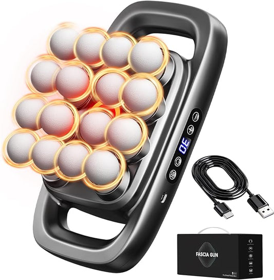 16 Head Massage Gun, 2026 Upgrade Deep Tissue Massager with 48KG Force, 3 Modes & 30 Intensities, Portable and Quiet Percussion Gun for Neck, Back, Legs, Waist, Buttocks Muscle Pain Relief