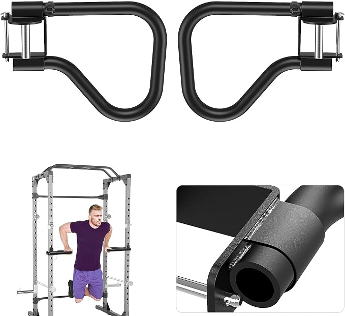 SELEWARE Dip Bar Attachment for Power Rack, 2 x 2 Tube, Multi Grip Handle | Fully Welded Steel Design, Stable Support for Dips, Pull Ups and Strength Training, Ideal for Home Gym Workouts