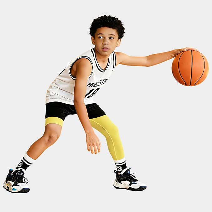 MIVEI One Leg Compression Tights Youth Boys Basketball Leg Sleeve | Kids Compression Pants Girls' Single Leg Tights 3/4 Leggings for Baseball Softball Soccer Running Football, Sports Base Layer