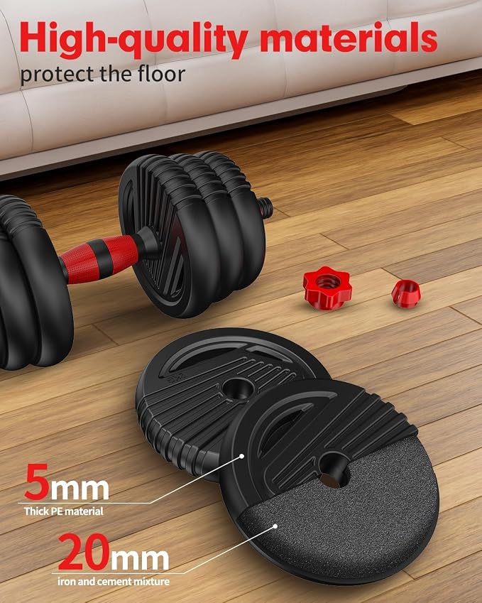 Adjustable Dumbbell set,20/30/45/70/90lbs Free Weight Set | 5 in1 Dumbbell Set with Connector,Used as Barbell,Kettlebells,Push up Stand,Fitness Exercises for Home Gym Suitable Men/Women