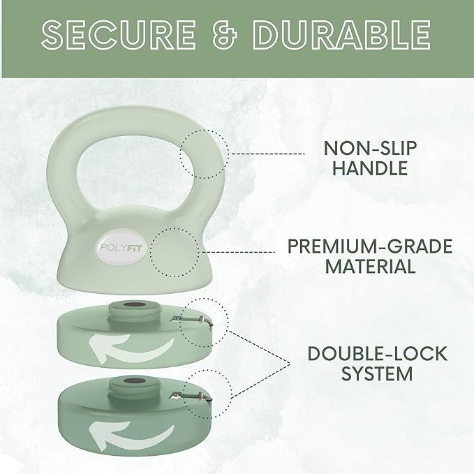 Polyfit Adjustable Kettlebell | 5 lb - 12 lb | Kettlebells Weights Set for Home Gym | Kettle Bell Sets for Women at Home | 3-in-1 adjustable design, 5/8/12 lb settings, non-slip PE coating, compact home gym storage, workout guide included