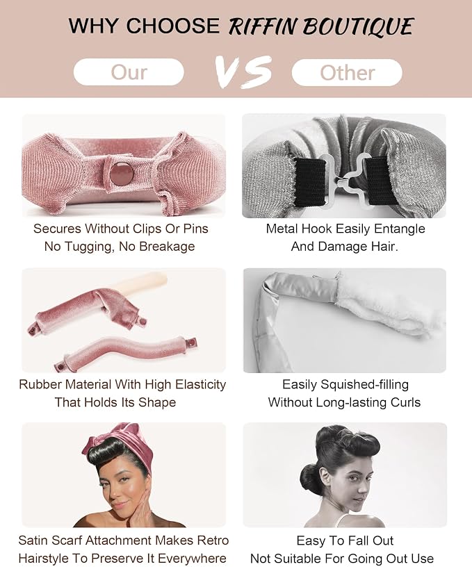 Grande Heatless Curls Overnight Rods No Heat Hair Curlers to Sleep in, Jumbo Foam Large Hair Rollers for Long Hair Blowout Look, Heatless Flexible Curling Rod Set with Satin Wrap for Sleeping