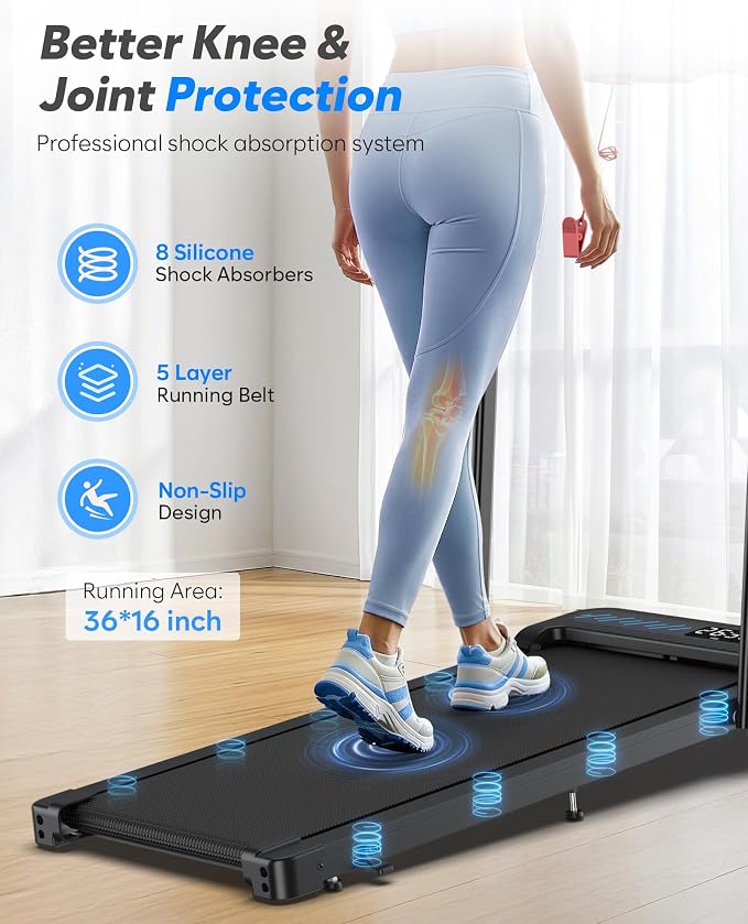 Cardirun Walking Pad with Incline and Stable Handle Bar, Foldable Treadmill | 3.0HP Quiet Under Desk Treadmills for Home Small, Portable Treadmill with APP, Remote Control and LED Display, Space-Saving