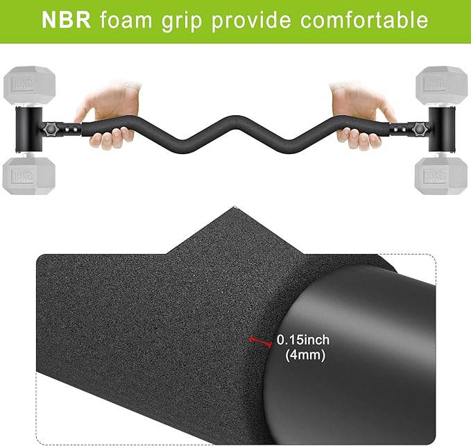 Kipika Adjustable Dumbbell to Barbell Converter - EZ Curling Bar Adapter - Versatile Weightlifting Equipment for Home Gym