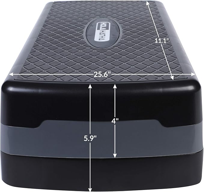 HolaHatha Compact Portable Aerobic Step Platform Exercise Fitness Equipment, Cardio Stepper with Adjustable Height for Home Gym