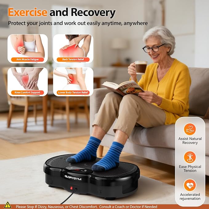 Vibration Plate Exercise Machine for Body Shaker Machine & Weight Loss, Shake Plate with Resistance Bands, 120 Speed Levels, Remote Control, Full Body Workout, Compact Home Gym Equipment