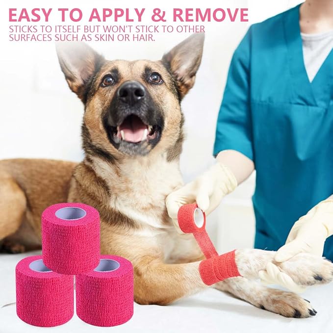 KISEER 15 Pack 2 Inch x 5 Yards Pink Self Adhesive Bandage Breathable Cohesive Bandage Wrap Rolls Elastic Self-Adherent Tape for Stretch Athletic, Sports, Wrist, Ankle