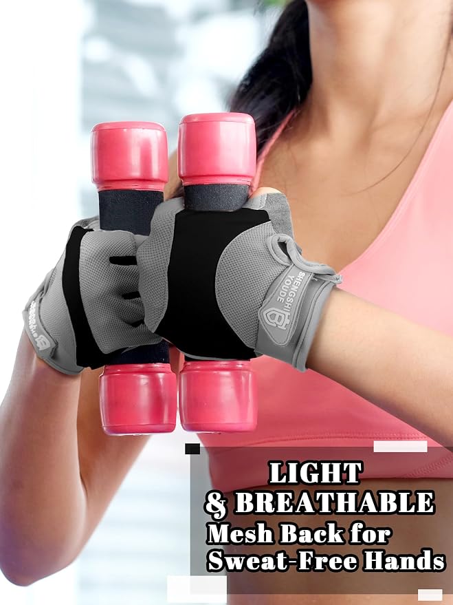 Fourluoo 3 Pairs Weight Lifting Gloves for Men Women, Gym Workout Gloves with Full Palm Protection, Breathable Anti-Slip Fitness Glove for Training, Cycling, Pull-ups, Medium