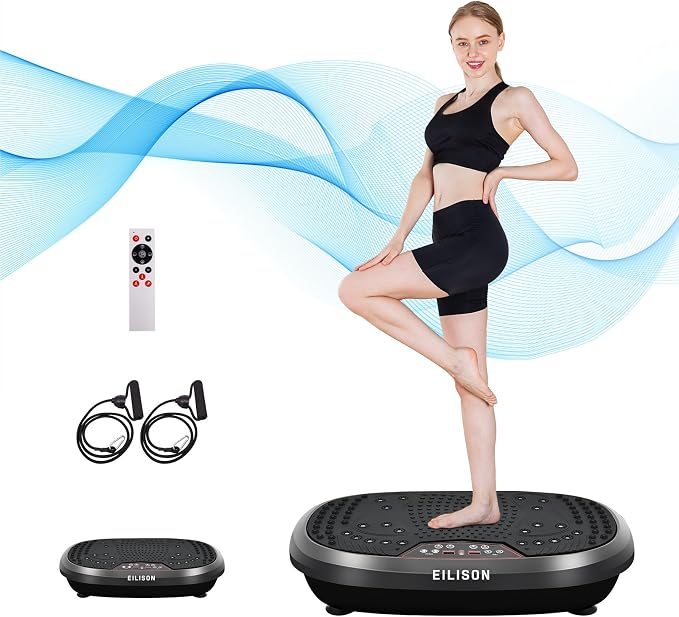 FitMaxx 3D XL Vibration Plate Exercise Machine - Whole Body Workout Vibration Platform w/Loop Bands - Lymphatic Drainage Machine for Weight Loss, Shaping, Recovery