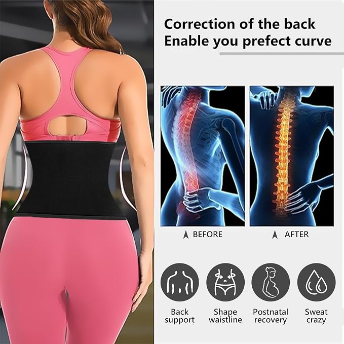 AMZBOSS Waist Trainers for Women Belly Fat, Waist Sweat Band for Women | Sweat Waist Trainer for Women, Belly Band Sweat Belt, Sweat Band for Stomach Weight Loss, Belly Wrap Waist Trimmer