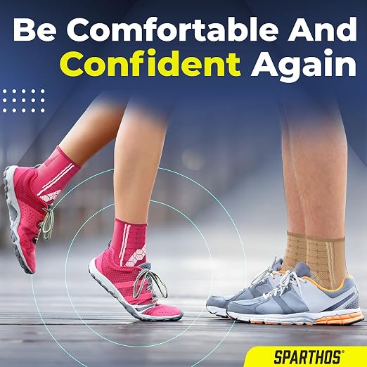 Sparthos Ankle Brace for Women & Men, Foot Compression Sleeve - Beige-XL