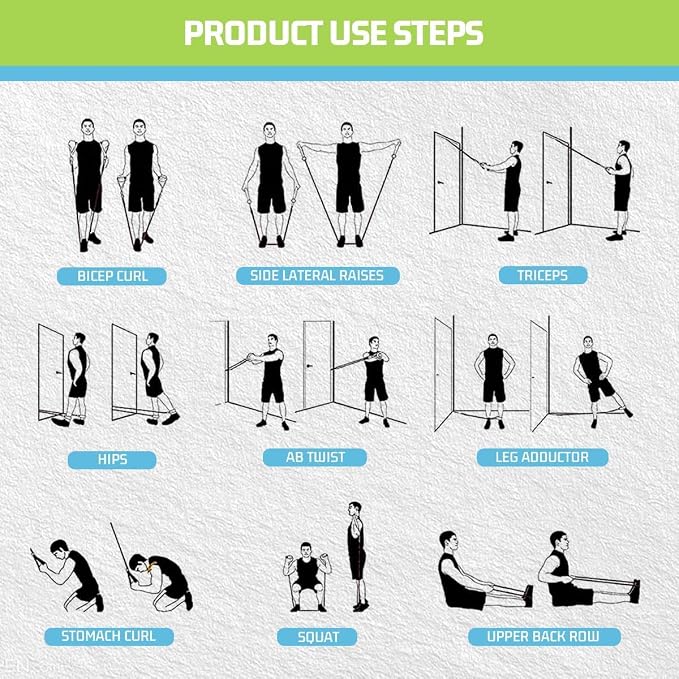 VEICK 10-150LBS Resistance Bands with Handles, Ankle Straps, Door Anchor | Accredited Lab Certified, 100% Natural Latex, Versatile for Yoga, Pilates, Strength, Home Gym