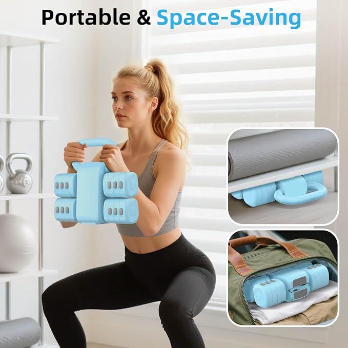 2-in-1 Adjustable Dumbbell Set, 4-Level Weights for Women | Convertible Dumbbell & Kettlebell, Adjustable 2.2-5.5lb Each, Quick-Change Button, Compact for Home Gym, Office & Outdoor