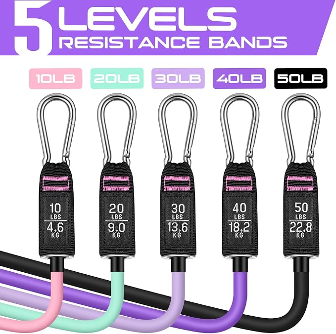 RENRANRING Resistance Bands for Working Out, 150LBS Exercise Bands, Workout Bands, Resistance Bands Set with Handles for Men Women, Legs Ankle Straps