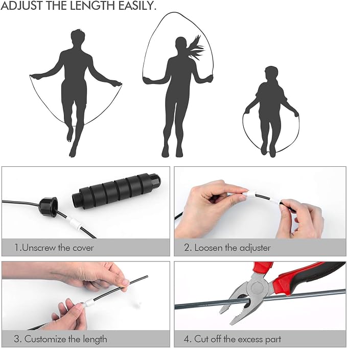 Jump Rope, Adjustable Jump Ropes,Skipping Rope Tangle-Free Rapid Speed with Ball Bearings for Women Men Kids,Exercise & Slim Body Jumprope at Home School Gym