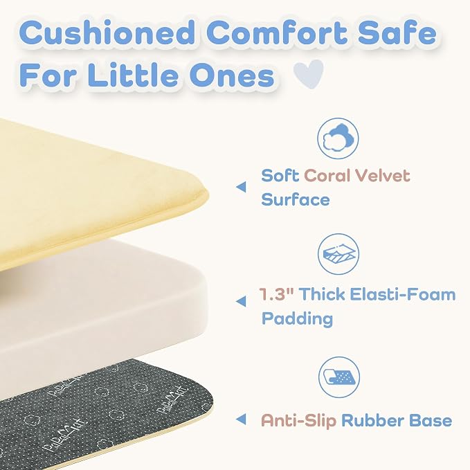 1.3" Thick Baby Floor Play Mat, 50x50 Padded Foam Mat, Vanilla | Memory Mat for Baby to Play on Floor Waterproof Easy Care with Non-Slip Tummy Time Play Mat for Nursery Playroom Classroom