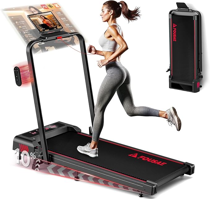 Treadmills for Home, App Compatible, 5 in 1 7.5MPH Foldable Treadmill with 10% Incline, 3.0HP Brushless Drive, 12 HIIT Programs, Full Screen LED Display, Remote Control, 400 LBS Weight Capacity