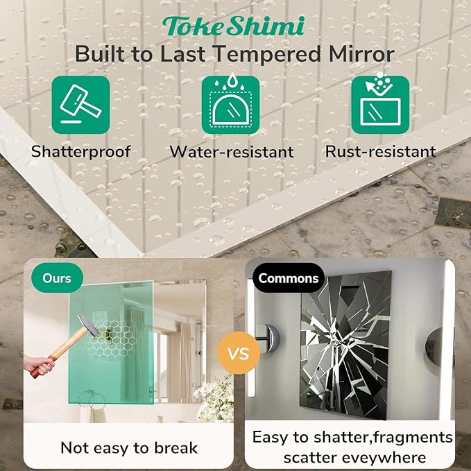30x36 Beveled Bathroom Mirror Frameless, Rectangle Bathroom Vanity Mirror with 1" Beveled Edge, Shatterproof Modern Mirrored Wall Decor for Living Room, Entryway, Bedroom