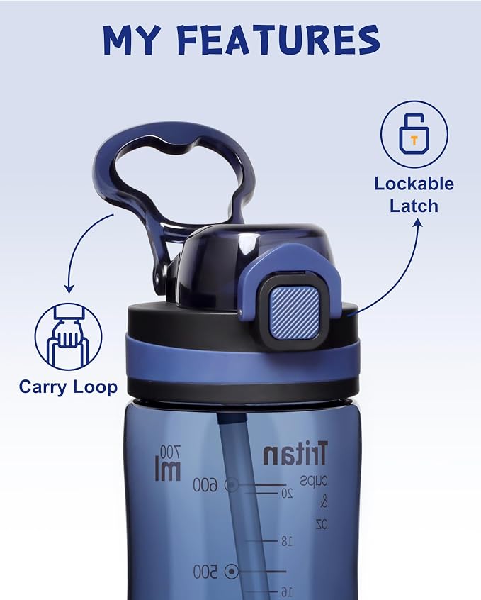 Opard Peak Water Bottle with Straw Cap, BPA-Free, Leak Proof Flip Top Bottle