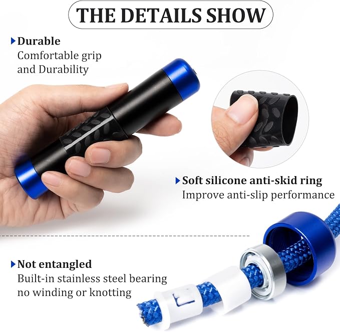 Mangodan 1LB Weighted Jump Ropes for fitness Women Men, Tangle-Free Ball Bearing Rapid Speed Skipping Jump Rope with Adjustable 9mm Cotton & PVC Cord, Aluminum Handles for MMA, Boxing, CrossFit, Weight-loss Workouts