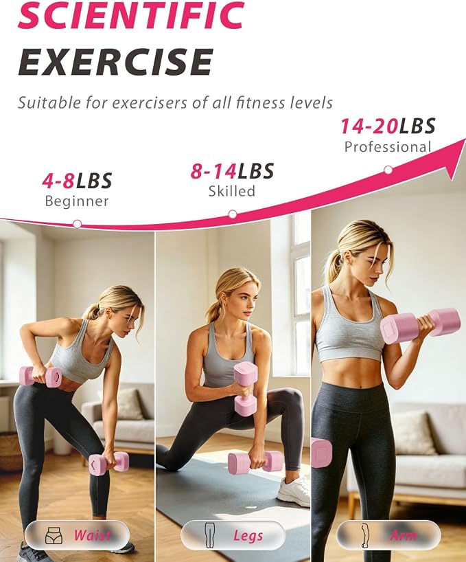 Ragebby Adjustable Dumbbell Set of 2, Weights for Men and Women at Home | Anti-slip Handle, Weights Dumbbells Set, 2lb/3lb/5lb/10lb/15lb/20lb for Pilates, Yoga, Strength Training