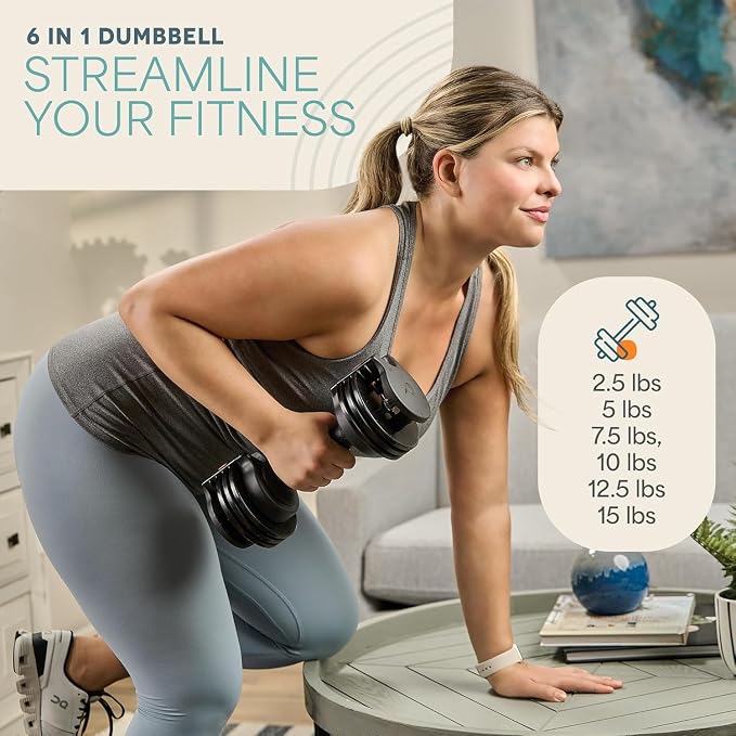 LifePro Adjustable Dumbbells, Single or 2pcs, Up to 55 lbs & 3-in1 option | Quick-change weight system with included rack — available in options from 2.5 to 55 lbs for every fitness level