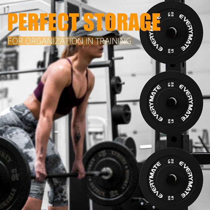 EVERYMATE Weight Plate Holder Power Rack Attachment 2 Inch Olympic Plate Storage Power Squat Rack Holder Weight Plates for 2x2 3x3 2x3 Power Cage Accessories Weight Plate Rack