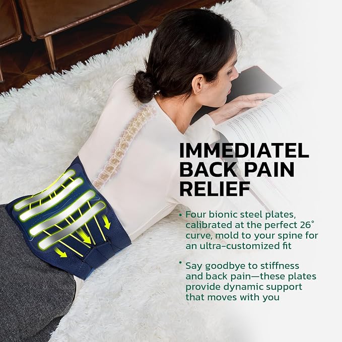 aoFIT Back Brace for Lower Back Pain Relief, Adjustable Lumbar Support Belt with Steel Plates, Dual Compression, Breathable 3D Knit Fabric, Slim Waist Design for Work, Gym, Sciatica, Herniated Disc M