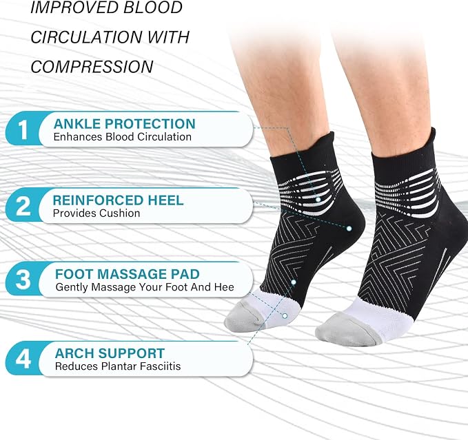 IRAMY Compression Ankle Support Socks Women - Wicking, Cushioned Athletic, Plantar Fasciitis Relief 2/3/6 Pairs