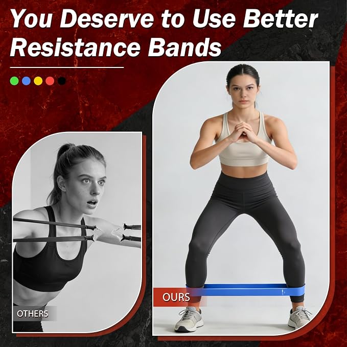 Resistance Bands for Working Out, 5 Levels Resistance Exercise Bands with Woven Bag, Bands for Working Out Women Men, Yoga, Pilates, Rehabilitation Training