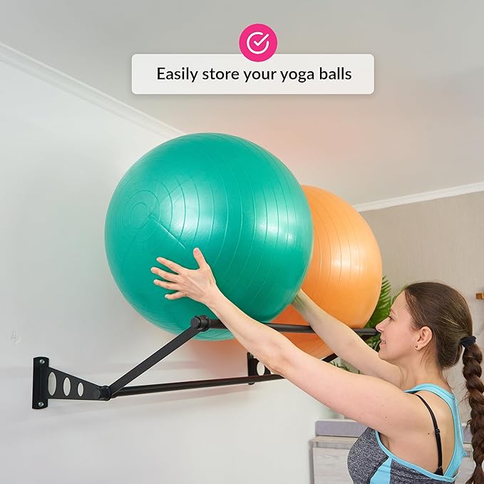 ODOXIA Exercise Ball Holder | Organize Your Space | Wall Mounted Rack | Yoga Ball Holder | Exercise Wall Mount | Fitness Therapy & Stability Rack | for Gyms, Studios, Home Gyms