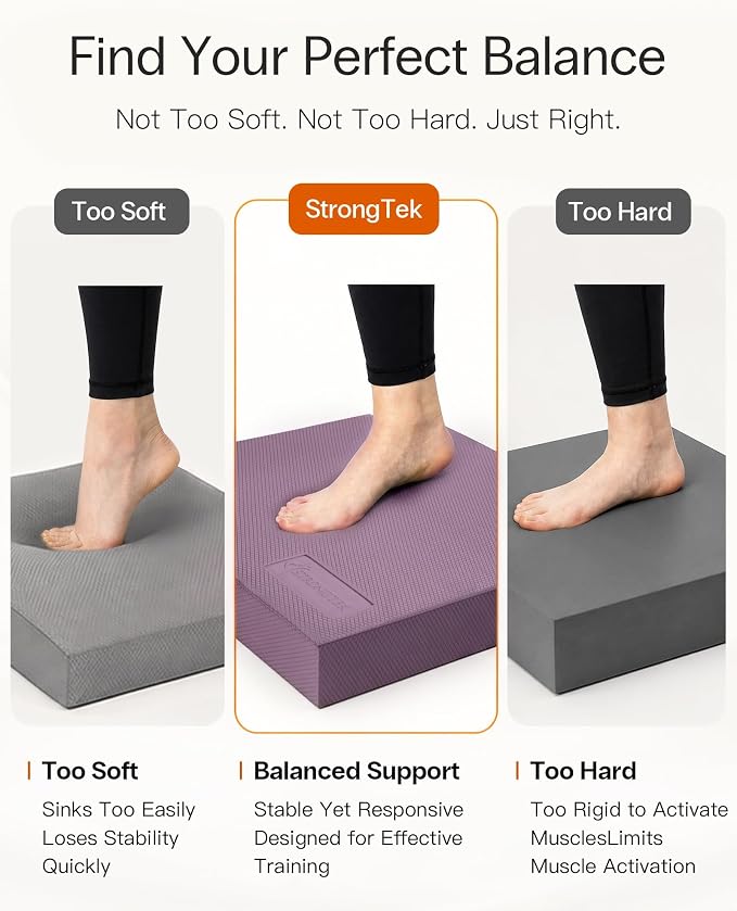 StrongTek Foam Balance Pad, High-Density TPE, 15.8 x 13 x 2 in, Non-Slip | Water-Resistant, Supportive Cushioning, Kneeling Support, Core Strength and Stability Training, Physical Therapy and Yoga