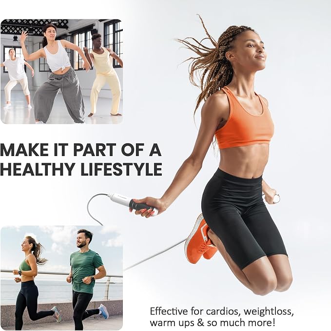 multifun Digital Jump Rope with Smart Counter & Timer - Adjustable Speed Skipping Rope for Fitness, Weight Loss, Boxing, MMA - Tangle-Free Ball Bearings & Anti-Slip Handles for Men, Women, Kids.(Check 2026 New Evolution for 3s Rope Swap)