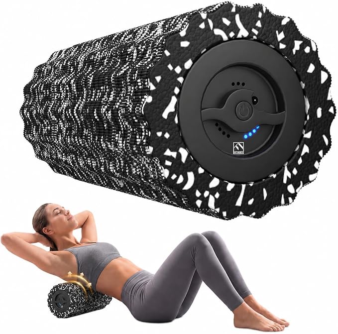 FITINDEX Vibrating Foam Roller for Exercise,4 Vibration Speeds,Rechargeable | Electric Textured Roller for Deep Tissue Massage, High-Density EVA Foam for Back, Legs & Shoulders, Portable, Pre-Workout