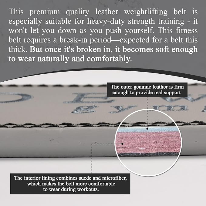 Weight Lifting Belt, 10mm Thick, 4-Inch Wide Heavy Duty Leather Lever Gym Belt, Ideal for Weightlifting, Squats, Deadlifts, Powerlifting, Cross Training and Weight Training