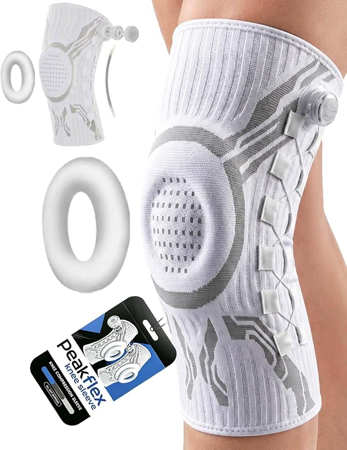 Knee Sleeve, Adjustable Knee Brace With Precision Dial, Patella Gel Pad & Side Stabilizers For Running, Workout