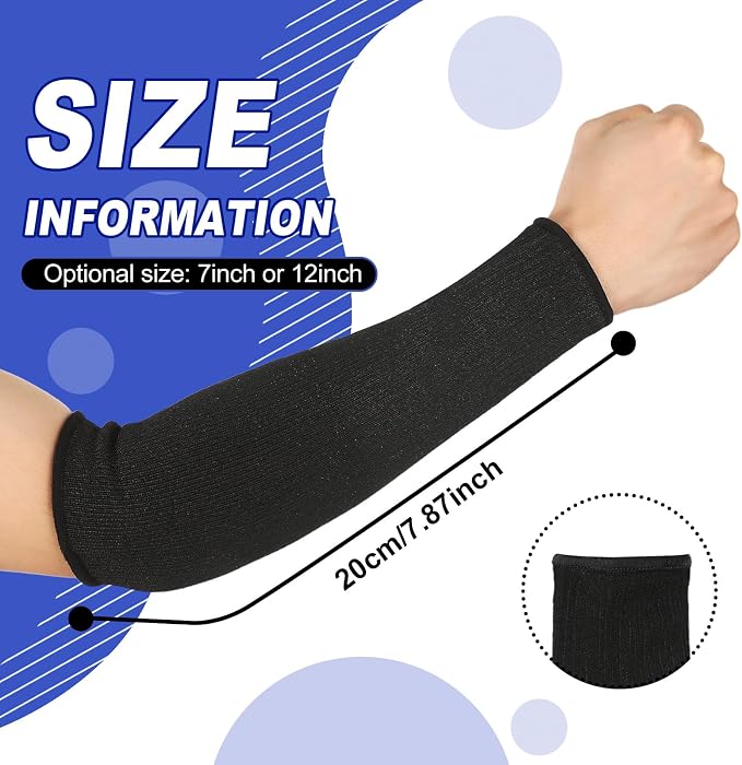 Sintege 3 Pairs Arm Protectors for Thin Skin and Bruising Cut Resistant Forearm Sleeve Level 5 Arm Burn Protection Sleeve (Light Blue, Dark Blue, Black,7.9 Inch)