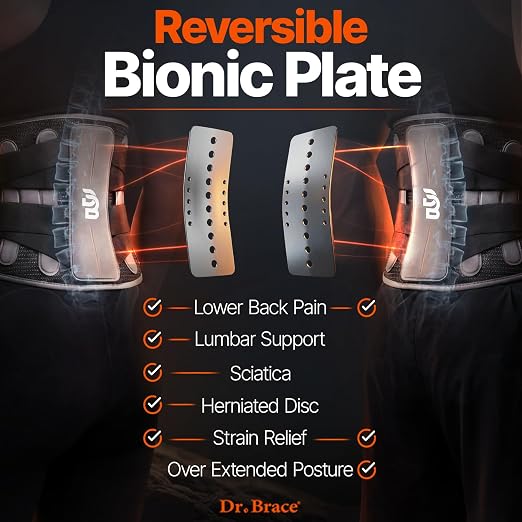 DR. BRACE® Lower Back Brace for Men & Women for Lower Back Pain Relief, Revolutionary Versatile Splints System & Removable Lumbar Pad, Adjustable & Breathable Back Support Brace