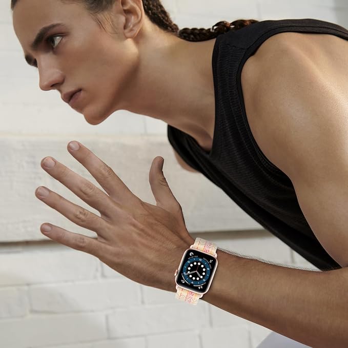 Sport Loop Nylon Band Compatible with Apple Watch Band 38mm 40mm 41mm 42mm 44mm 45mm 49mm Ultra 2 iWatch Series 9 8 7 6 SE 5 4 3 2 1 Strap, Fit for iPhone Watch Band Women Men Stretchy | Nylon Sport Loop Wristband Compatible with Apple Watch Ultra 2 38...