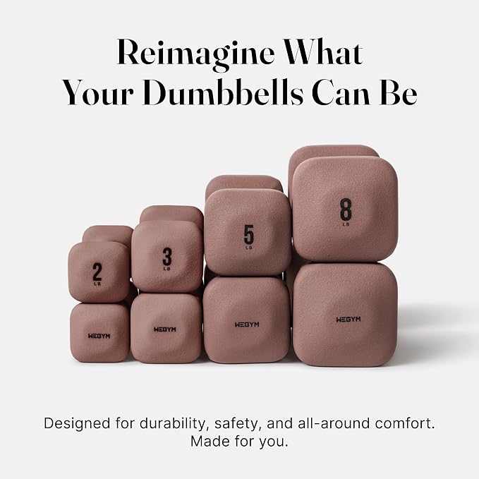 WeGym Square Dumbbells for Home Gym, Hand Weights for Strength Training