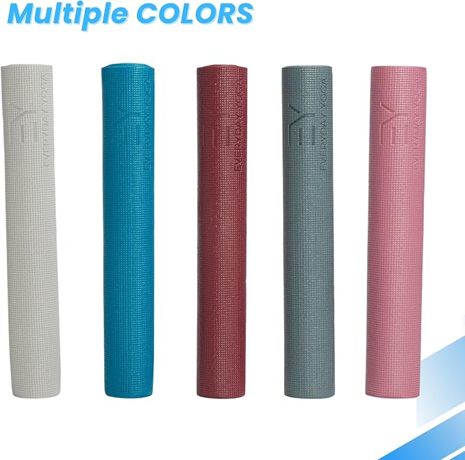 Everyday Yoga Deluxe Mat, Spacious 72"x24" Non-Slip Yoga Mat for Comfortable Home Workouts, 3-5mm Extra Thick